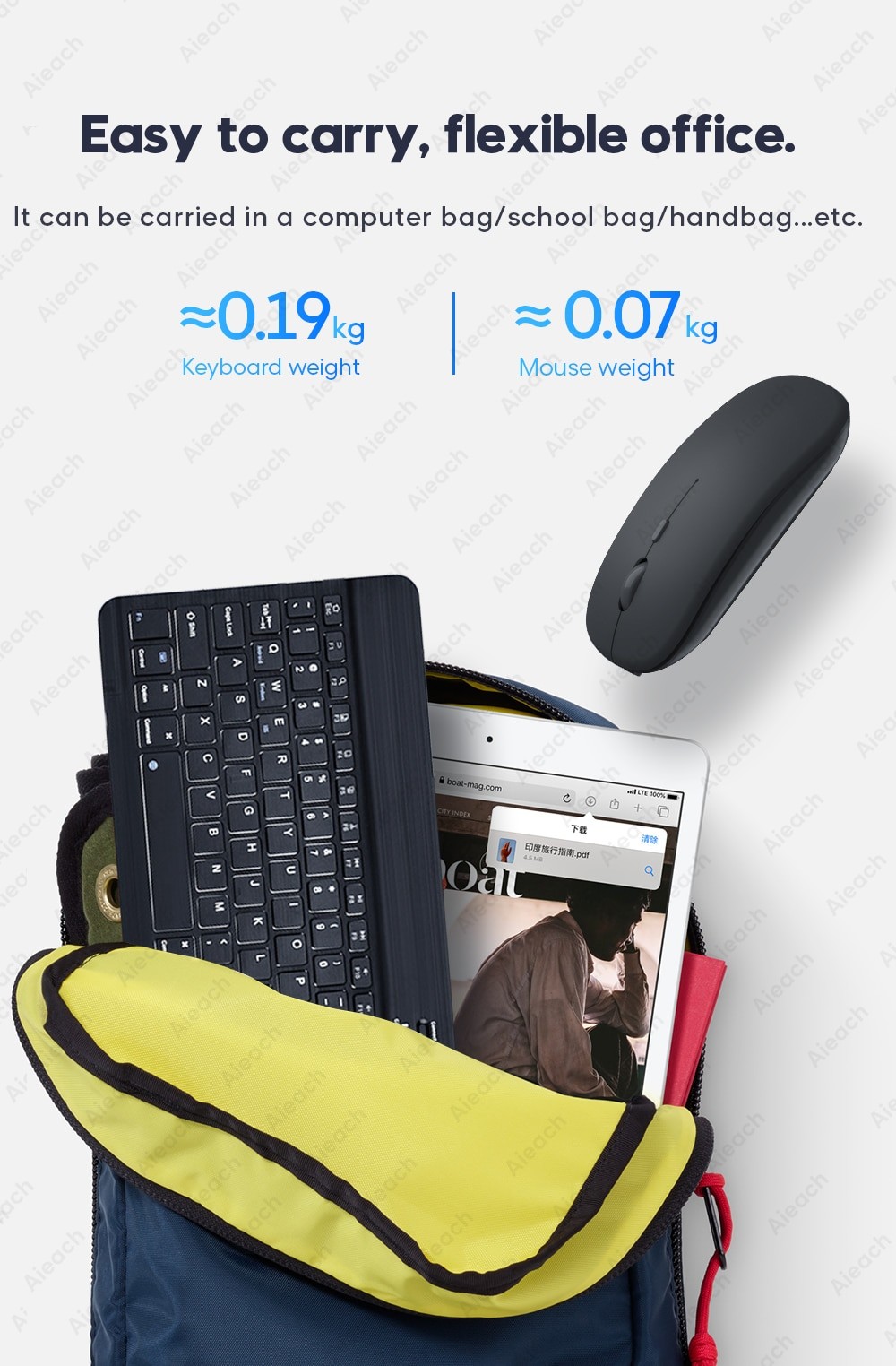 Wireless Keyboard & Mouse For iPad / Android Tablet with Bluetooth 