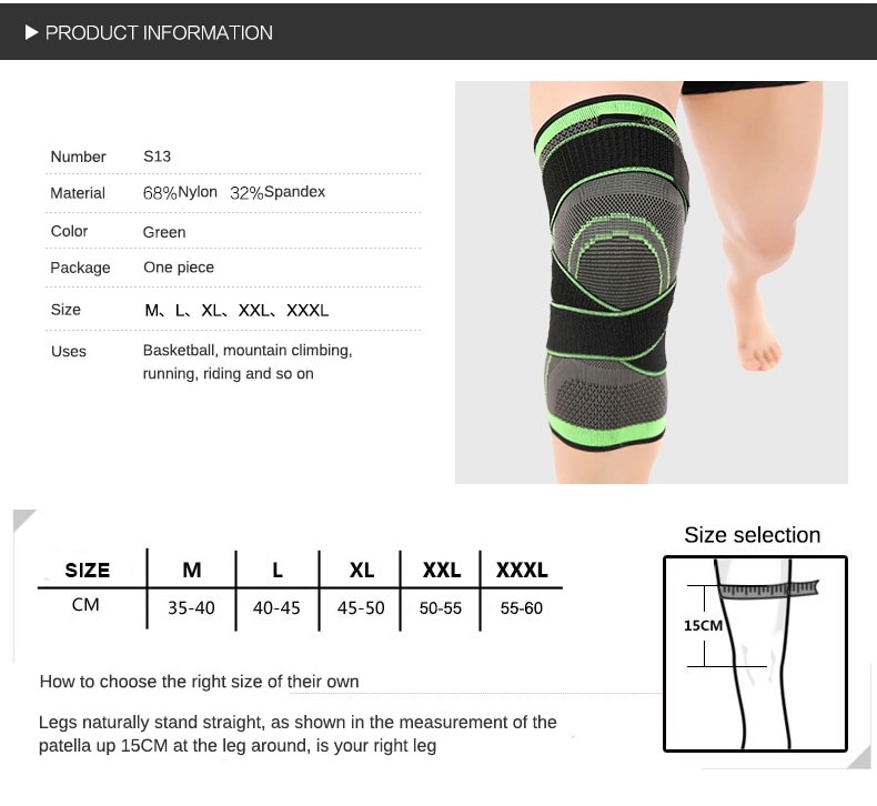 1 Pcs 3d Pressurized Fitness Running Cycling Knee Support Braces Elastic Nylon Sport Compression Pads Sleeve for Basketball