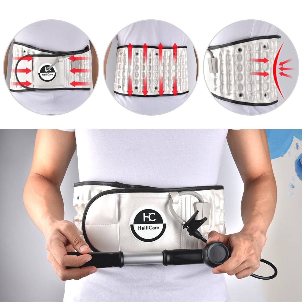 Belt Support Care Health Brace Physio Decompression Back Relief Waist Lumbar Traction Backache Heat Therapy Pain Massager Parent