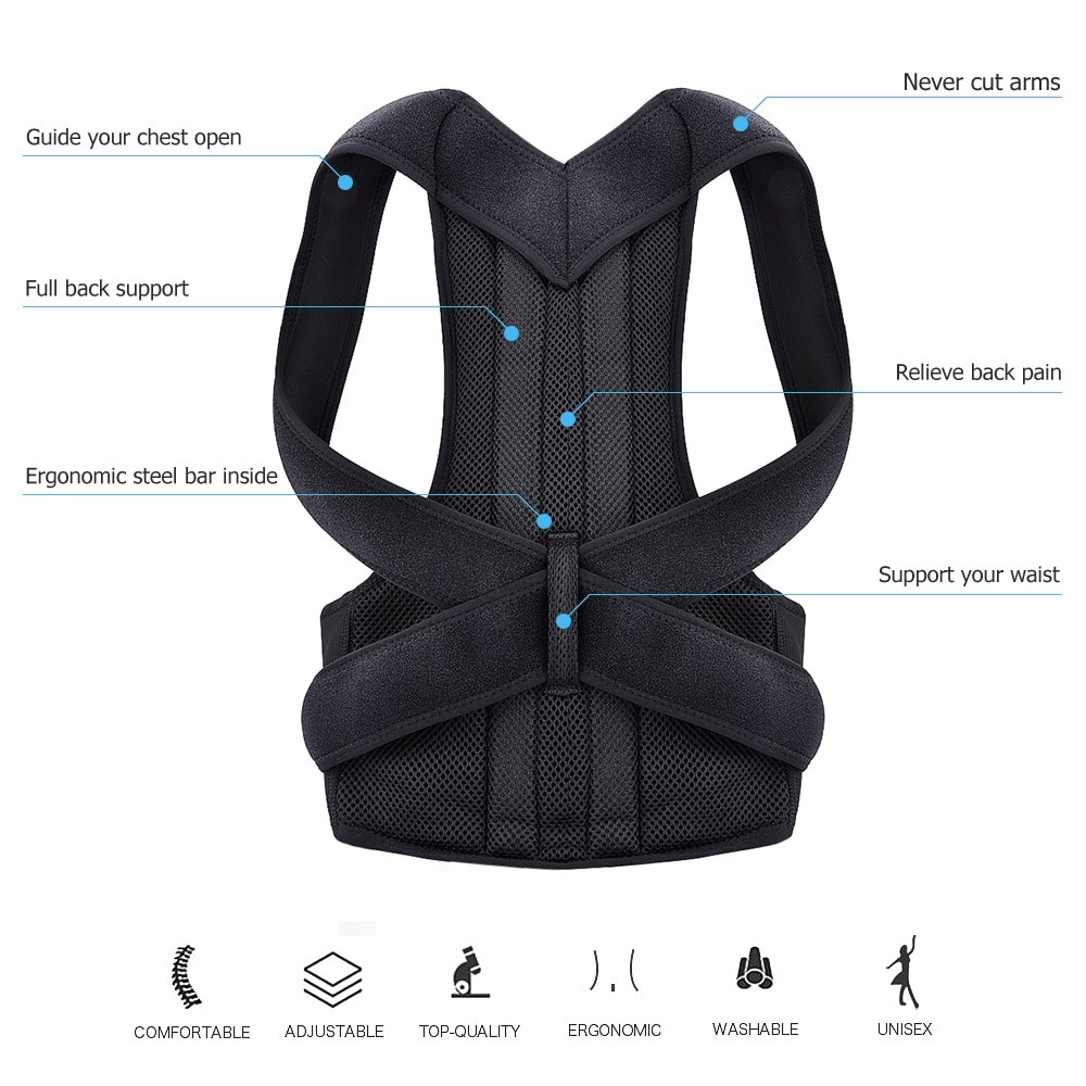 Back Posture Corrector Shoulder Lumbar Brace Spine Support Belt Adjustable Adult Corset Posture Correction Belt Body Health Care