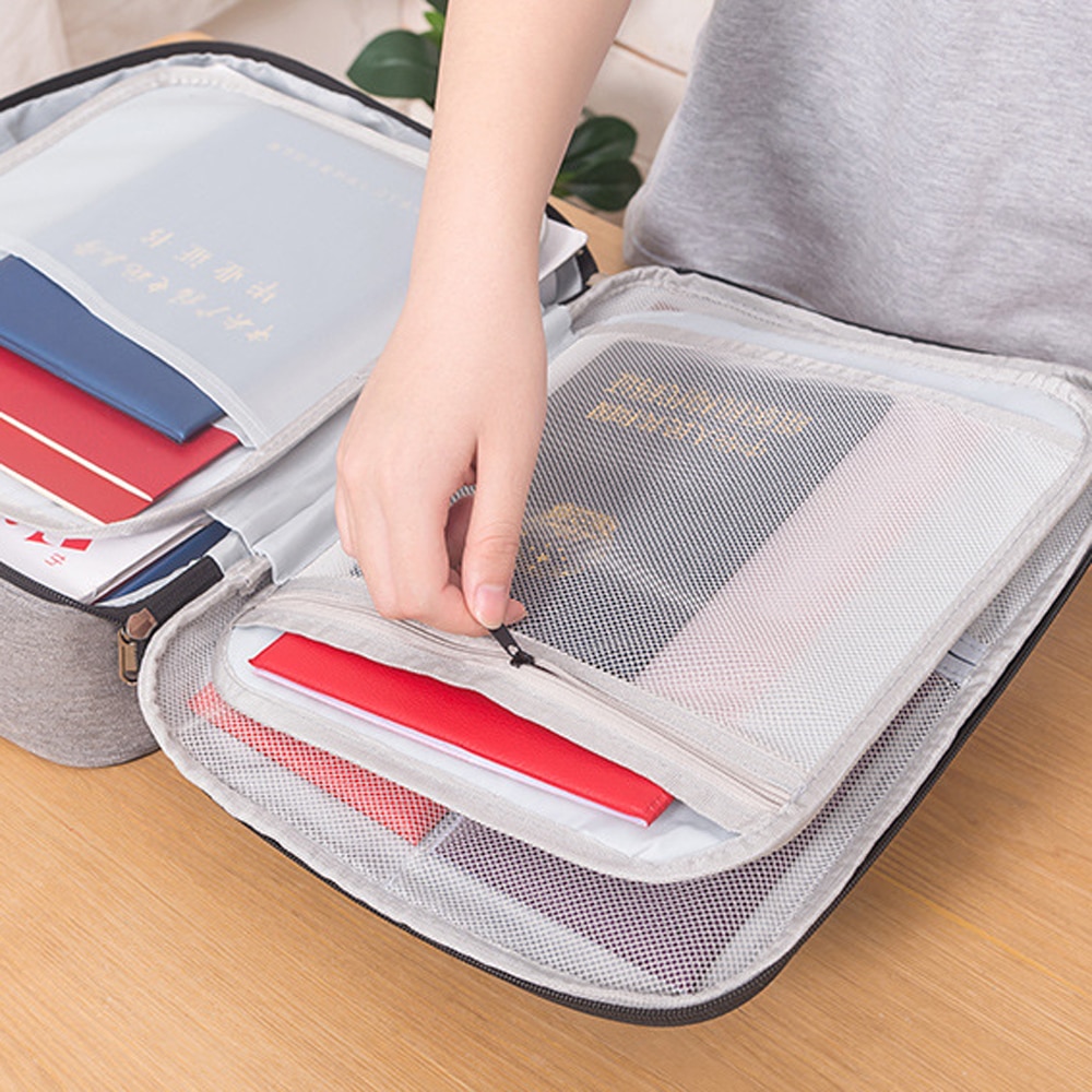 Multi-Layer Document Organiser Storage Hand Bag and Travel Passport Briefcase with Lock