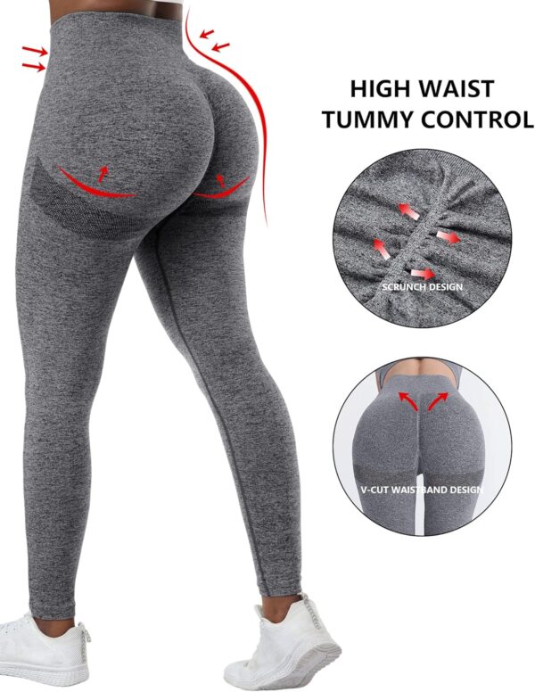 NORMOV 4 Piece Butt Lifting Workout Leggings for Women, Seamless Gym Scrunch Booty Lifting Sets - Image 6