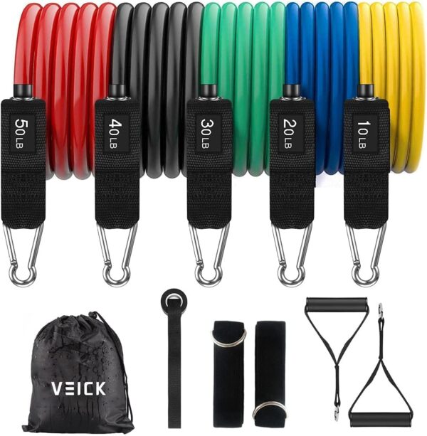 VEICK Resistance Bands, Exercise Bands, Workout Bands, Resistance Bands for Working Out with Handles for Men and Women, Exercising Bands for Fitness Weights Work Out at Home - Image 2