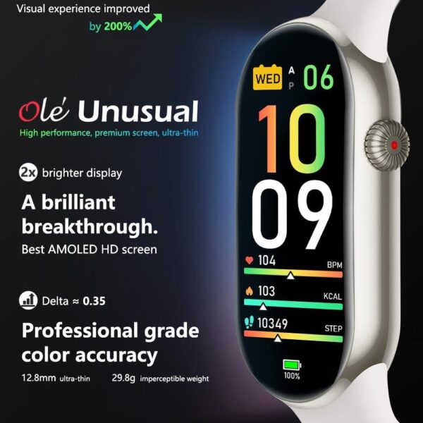 FITVII Ole Fitness Tracker, 1.6'' AMOLED Fitness Watch with 24/7 Heart Rate and Blood Pressure Monitor, Blood Oxygen Sleep Tracking Step Calorie Counter IP68 Waterproof Activity Tracker for Women Men - Image 3