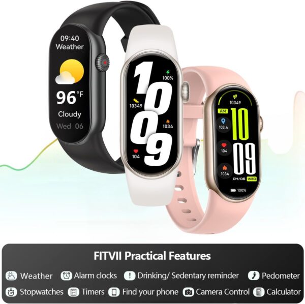 FITVII Ole Fitness Tracker, 1.6'' AMOLED Fitness Watch with 24/7 Heart Rate and Blood Pressure Monitor, Blood Oxygen Sleep Tracking Step Calorie Counter IP68 Waterproof Activity Tracker for Women Men - Image 7