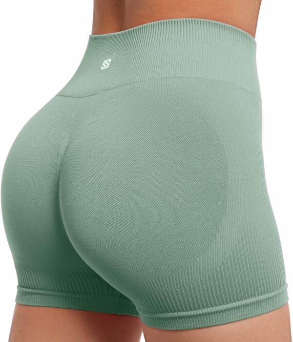 SUUKSESS Open Back Short Sleeve Scrunch Butt Booty Shorts Seamless Ribbed Workout Sets 2 Piece Outfits - Image 7