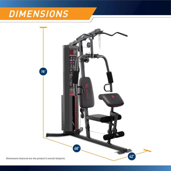 Marcy Dual Functioning Body Fitness Workout 150 Pound Stack Home Gym System with Adjustable Preacher Curler Pad and Overhead Lat Station, White/Black - Image 3