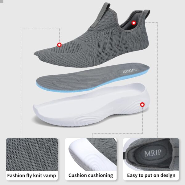 MRIP Mens Slip On Walking Shoes Lightweight Non Slip Gym Workout Running Shoes Mesh Breathable Cushion Fashion Tennis Athletic Casual Sneakers - Image 4