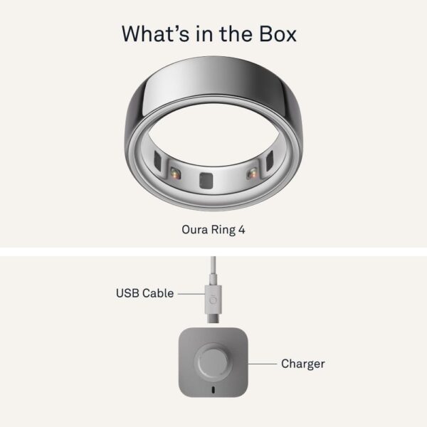 Oura Ring 4 - Silver - Size 6 - Smart Ring - Size First with Oura Ring 4 Sizing Kit - Sleep Tracking Wearable - Heart Rate - Fitness Tracker - Up to 8 Days of Battery Life - Image 8