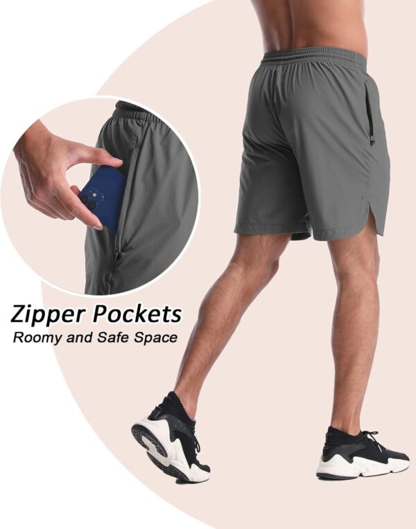 CANGHPGIN Men's Workout Athletic Running Shorts 7 inch Lightweight 2 Pack Basketball Sports Gym Shorts with Pockets - Image 3