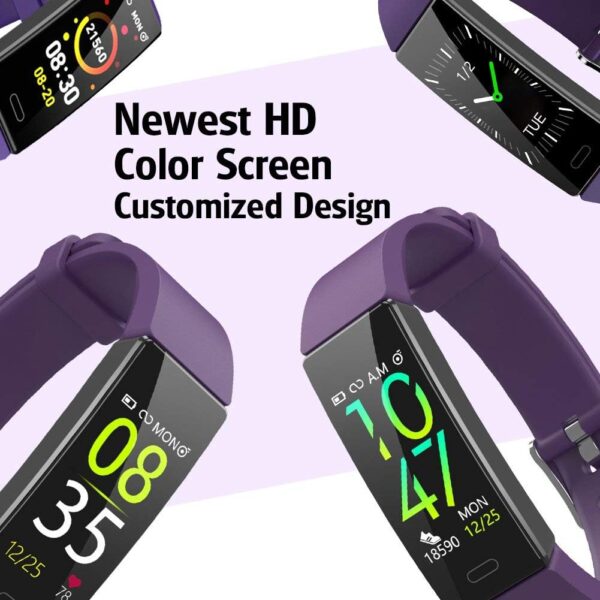 ZURURU Fitness Tracker with Blood Pressure Heart Rate Sleep Health Monitor for Men and Women, Upgraded Waterproof Activity Tracker Watch, Step Calorie Counter Pedometer Purple - Image 3