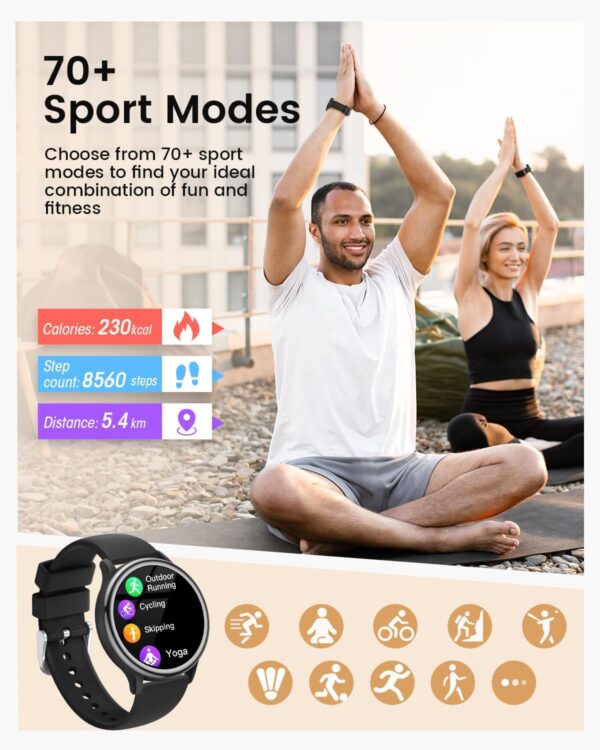 Smart Watch, 1.27" Smart Watches for Men Women(Answer/Make Call), Fitness Watches with Heart Rate/Sleep/Sp02/Steps Monitor, 120+ Sports Modes, IP68 Waterproof Activity Trackers for Android Phones iOS - Image 5