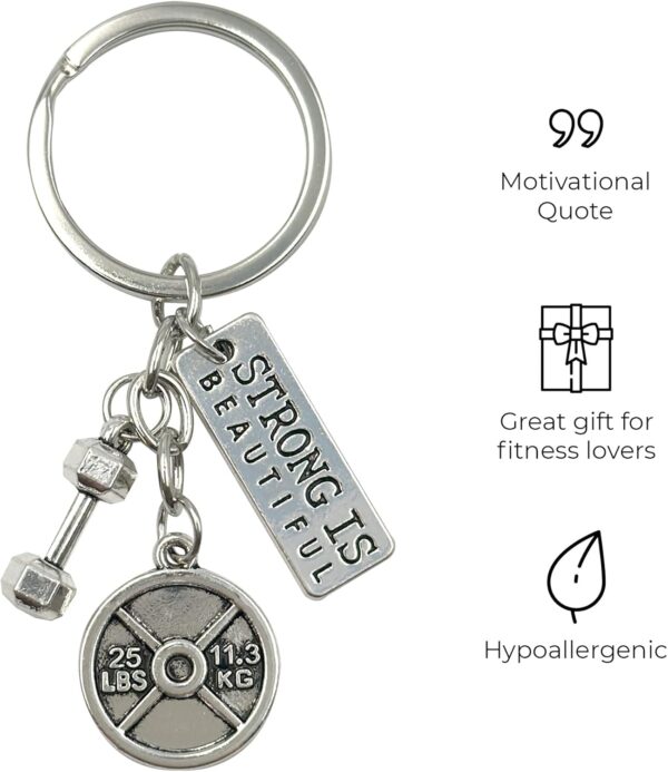 Motivational Fitness Keychain with Strong is Beautiful Inspirational Quote | Great for Fitness Lovers and Gifts - Image 3