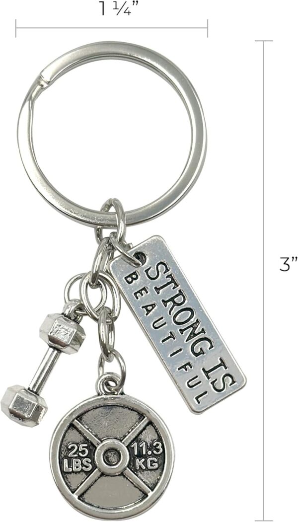 Motivational Fitness Keychain with Strong is Beautiful Inspirational Quote | Great for Fitness Lovers and Gifts - Image 4