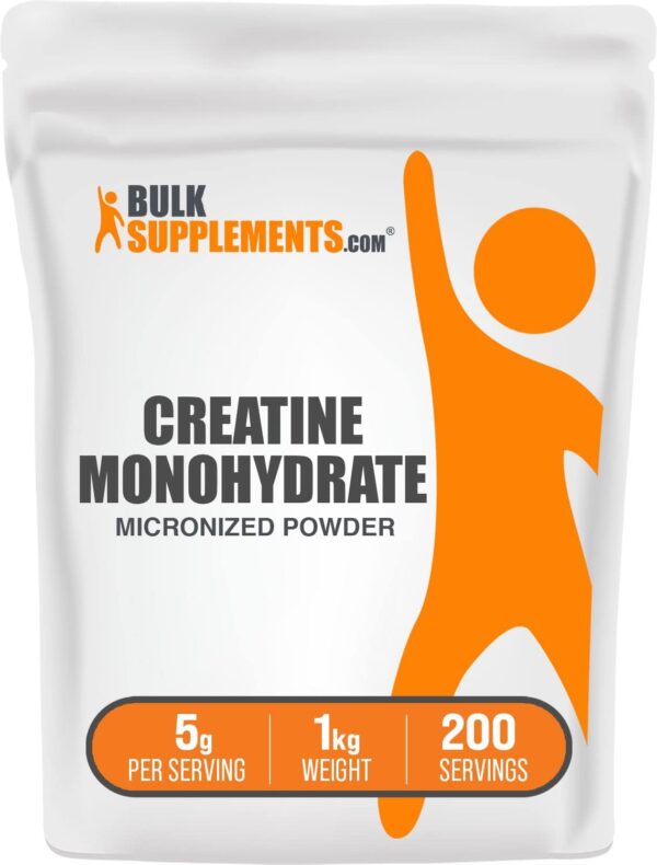 BulkSupplements.com Creatine Monohydrate Powder - Creatine Supplement, Micronized Creatine 1kg, Creatine Powder - Unflavored & Gluten Free, 5g (5000mg) per Servings, 1kg (2.2 lbs) (Pack of 1) - Image 2