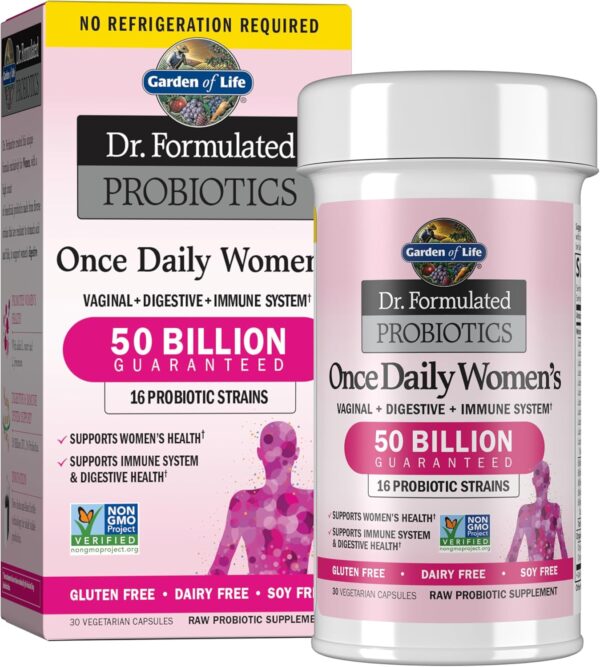 Garden of Life Once Daily Dr. Formulated Probiotics for Women 50 Billion CFU 16 Probiotic Strains with Organic Prebiotics for Digestive, Vaginal & Immune Health, Dairy Free, Shelf Stable 30 Capsules - Image 2