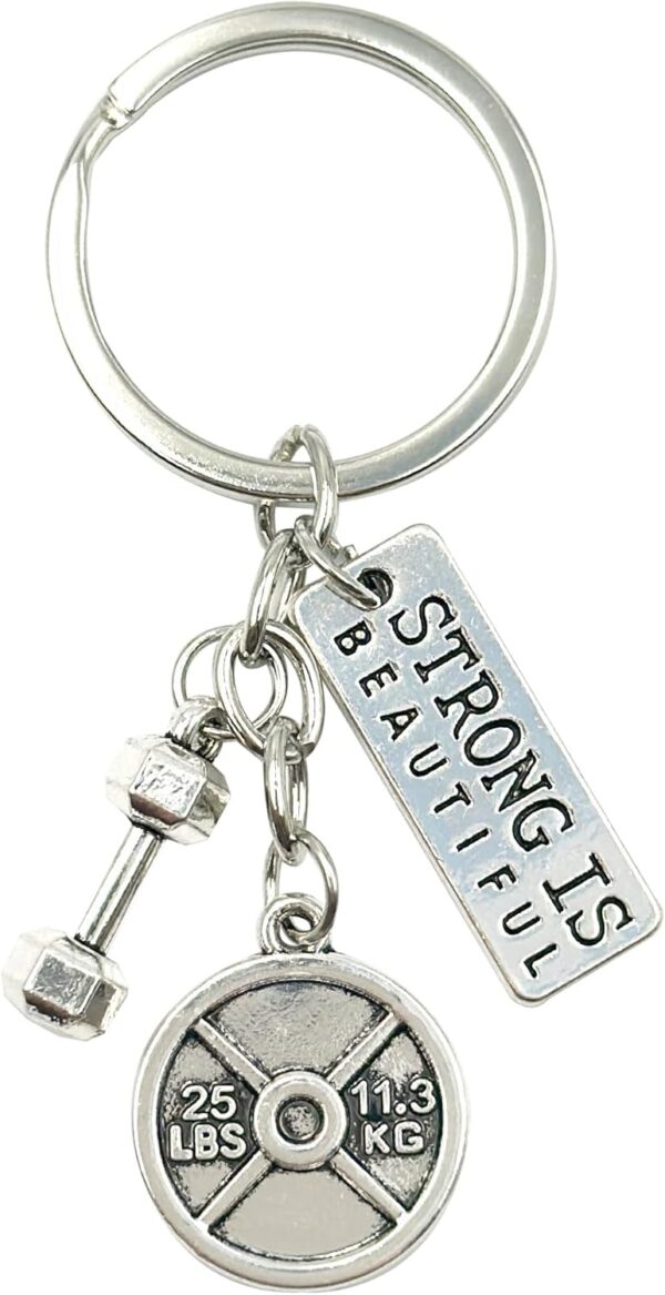 Motivational Fitness Keychain with Strong is Beautiful Inspirational Quote | Great for Fitness Lovers and Gifts - Image 2