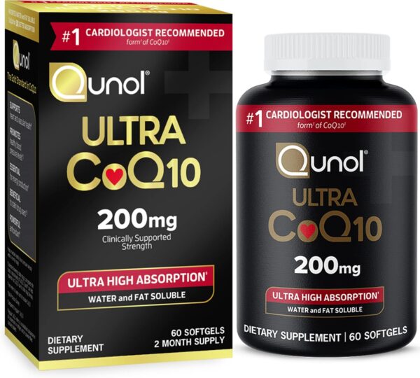 Qunol CoQ10 200mg Softgels, Ultra CoQ10 - Ultra High Absorption Coenzyme Q10 Supplements - Antioxidant Supplement for Vascular and Heart Health & Energy Production - 2 Month Supply - 60 Count - Image 2