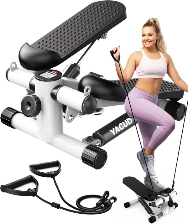 Steppers for Exercise at Home, Mini Stair Stepper with Resistance Bands, Portable Under Desk Stepper Workout Step Machine 300 lbs Weight Capacity - Image 2