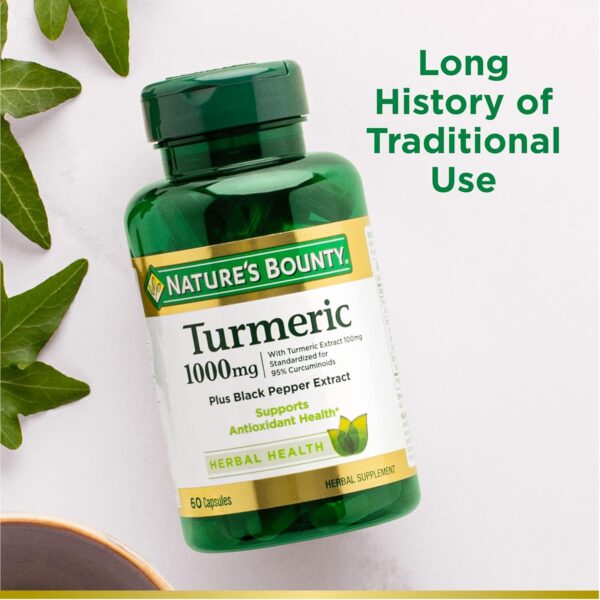 Nature's Bounty Turmeric With Black Pepper Extract, Supports Antioxidant Health, 1000mg, 60 Capsules - Image 5