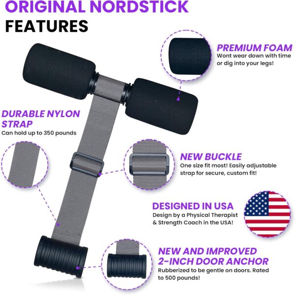 NordStick Nordic Hamstring Curl Strap - Original Nord Stick Exercise Set for Home and Travel - 5 Second Set Up - Image 10